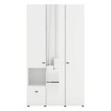 Guardaroba 3 Ante Bianco Opaco Nero Appendiabiti un Cassetto 117x52 cm, 5 Ripiani - Patzcu