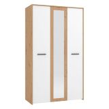 Guardaroba 3 Ante Bianco Rovere Nodi Marrone Appendiabiti 5 Ripiani 119x53 cm, 7 Vani - Lavagno