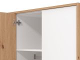 Guardaroba 3 Ante Bianco Rovere Nodi Marrone Appendiabiti 5 Ripiani 119x53 cm, 7 Vani - Lavagno