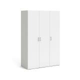 Guardaroba 3 ante Danielle, Mobile camera da letto, Cabina armadio portabiti, Armadio appendiabiti, 115x49 h175 cm, Bianco