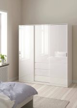 Guardaroba 3 ante Delphine, Mobile camera da letto, Cabina armadio portabiti, Armadio appendiabiti, 60x177 h200 cm, Bianco