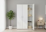 Guardaroba 3 ante Dublino, Mobile camera da letto, Cabina armadio portabiti, Armadio appendiabiti, 111x52 h179 cm, Bianco