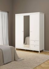 Guardaroba 3 ante Helise, Mobile camera da letto, Cabina armadio portabiti, Armadio appendiabiti, 58x150 h199 cm, Bianco