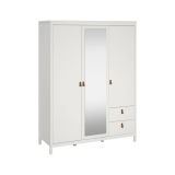 Guardaroba 3 ante Helise, Mobile camera da letto, Cabina armadio portabiti, Armadio appendiabiti, 58x150 h199 cm, Bianco