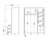 Guardaroba 3 ante Helise, Mobile camera da letto, Cabina armadio portabiti, Armadio appendiabiti, 58x150 h199 cm, Bianco
