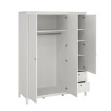 Guardaroba 3 ante Helise, Mobile camera da letto, Cabina armadio portabiti, Armadio appendiabiti, 58x150 h199 cm, Bianco