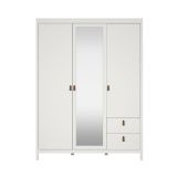 Guardaroba 3 ante Helise, Mobile camera da letto, Cabina armadio portabiti, Armadio appendiabiti, 58x150 h199 cm, Bianco