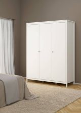 Guardaroba 3 ante Justina, Mobile camera da letto, Cabina armadio portabiti, Armadio appendiabiti, 58x150 h199 cm, Bianco