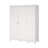 Guardaroba 3 ante Justina, Mobile camera da letto, Cabina armadio portabiti, Armadio appendiabiti, 58x150 h199 cm, Bianco