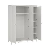 Guardaroba 3 ante Justina, Mobile camera da letto, Cabina armadio portabiti, Armadio appendiabiti, 58x150 h199 cm, Bianco