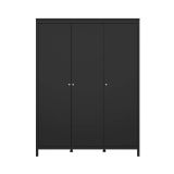 Guardaroba 3 ante Justina, Mobile camera da letto, Cabina armadio portabiti, Armadio appendiabiti, 58x150 h199 cm, Nero