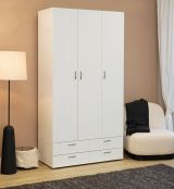Guardaroba 3 ante Kinsale, Mobile camera da letto, Cabina armadio portabiti, Armadio appendiabiti, 111x52 h214 cm, Bianco