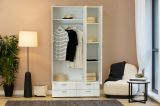 Guardaroba 3 ante Kinsale, Mobile camera da letto, Cabina armadio portabiti, Armadio appendiabiti, 111x52 h214 cm, Bianco