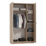 Guardaroba 3 Ante Marrone Appendiabiti 4 Ripiani 120x52 cm, 3 Ante - Licodia