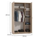 Guardaroba 3 Ante Marrone Appendiabiti 4 Ripiani 120x52 cm, 3 Ante - Licodia