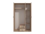 Guardaroba 3 Ante Marrone Quercia Bianco Appendiabiti 2 Cassetti 120x52 cm, 4 Ripiani - Crati