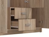Guardaroba 3 Ante Marrone Quercia Bianco Appendiabiti 2 Cassetti 120x52 cm, 4 Ripiani - Crati