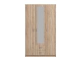 Guardaroba 3 Ante Marrone Quercia Bianco Appendiabiti 2 Cassetti 120x52 cm, 4 Ripiani - Crati