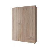 Guardaroba 3 Ante Marrone Rovere 2 Cassetti 3 Ripiani 120x51 cm, Appendiabiti - Toce