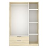 Guardaroba 3 Ante Marrone Rovere Appendiabiti 2 Cassetti 51x137 cm, 3 Ripiani - Mayos