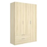 Guardaroba 3 Ante Marrone Rovere Appendiabiti 2 Cassetti 51x137 cm, 3 Ripiani - Mayos