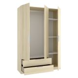 Guardaroba 3 Ante Marrone Rovere Appendiabiti 2 Cassetti 51x137 cm, 3 Ripiani - Mayos