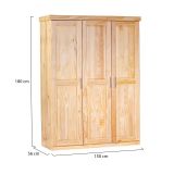 Guardaroba 3 ante- Marrone Rovere Appendiabiti 4 Ripiani 140x190h cm, 3 Ante - Tubre