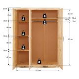 Guardaroba 3 ante- Marrone Rovere Appendiabiti 4 Ripiani 140x190h cm, 3 Ante - Tubre
