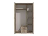 Guardaroba 3 Ante Marrone Rovere Bianco Appendiabiti 2 Cassetti 120x52 cm, 4 Ripiani - Crati