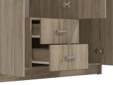 Guardaroba 3 Ante Marrone Rovere Bianco Appendiabiti 2 Cassetti 120x52 cm, 4 Ripiani - Crati
