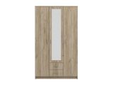 Guardaroba 3 Ante Marrone Rovere Bianco Appendiabiti 2 Cassetti 120x52 cm, 4 Ripiani - Crati