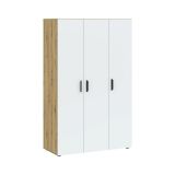 Guardaroba 3 Ante Marrone Rovere Nodi Bianco Appendiabiti 4 Cassetti 111x52 cm, 4 Ripiani - Randazzo