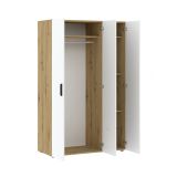 Guardaroba 3 Ante Marrone Rovere Nodi Bianco Appendiabiti 4 Cassetti 111x52 cm, 4 Ripiani - Randazzo