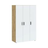 Guardaroba 3 Ante Marrone Rovere Nodi Bianco Appendiabiti 4 Ripiani 111x52 cm, 3 Ante - Pettineo
