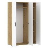 Guardaroba 3 Ante Marrone Rovere Nodi Bianco Appendiabiti 4 Ripiani 111x52 cm, 3 Ante - Pettineo