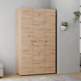 Guardaroba 3 Ante Marrone Rovere Nodi Bianco Appendiabiti 4 Ripiani 117x52 cm, 3 Ante - Ronco