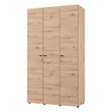 Guardaroba 3 Ante Marrone Rovere Nodi Bianco Appendiabiti 4 Ripiani 117x52 cm, 3 Ante - Ronco