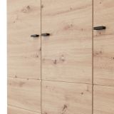 Guardaroba 3 Ante Marrone Rovere Nodi Bianco Appendiabiti 4 Ripiani 117x52 cm, 3 Ante - Ronco