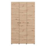Guardaroba 3 Ante Marrone Rovere Nodi Bianco Appendiabiti 4 Ripiani 117x52 cm, 3 Ante - Ronco