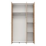 Guardaroba 3 Ante Marrone Rovere Nodi Bianco Appendiabiti 4 Ripiani 117x52 cm, 3 Ante - Ronco