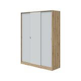 Guardaroba 3 Ante Marrone Rovere Nodi Bianco Appendiabiti 4 Ripiani 150x50 cm, 6 Vani - Senales