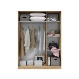 Guardaroba 3 Ante Marrone Rovere Nodi Bianco Appendiabiti 4 Ripiani 150x50 cm, 6 Vani - Senales