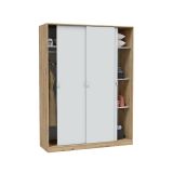 Guardaroba 3 Ante Marrone Rovere Nodi Bianco Appendiabiti 4 Ripiani 150x50 cm, 6 Vani - Senales