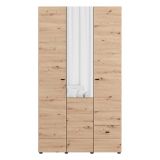 Guardaroba 3 Ante Marrone Rovere Nodi Bianco Appendiabiti un Cassetto 117x52 cm, 4 Ripiani - Serram