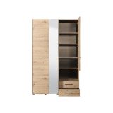 Guardaroba 3 Ante Marrone Rovere Nodi Nero Appendiabiti 2 Cassetti 127.5x54 cm, 5 Ripiani - Molare
