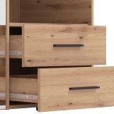 Guardaroba 3 Ante Marrone Rovere Nodi Nero Appendiabiti 2 Cassetti 127.5x54 cm, 5 Ripiani - Molare