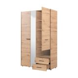 Guardaroba 3 Ante Marrone Rovere Nodi Nero Appendiabiti 2 Cassetti 127.5x54 cm, 5 Ripiani - Molare