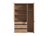 Guardaroba 3 Ante Marrone Rovere Nodi Nero Appendiabiti 3 Cassetti 138x55 cm, 4 Ripiani - Ilbonoo