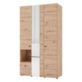 Guardaroba 3 Ante Marrone Rovere Nodi Nero Appendiabiti un Cassetto 117x52 cm, 5 Ripiani - Patzcu