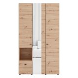 Guardaroba 3 Ante Marrone Rovere Nodi Nero Appendiabiti un Cassetto 117x52 cm, 5 Ripiani - Patzcu